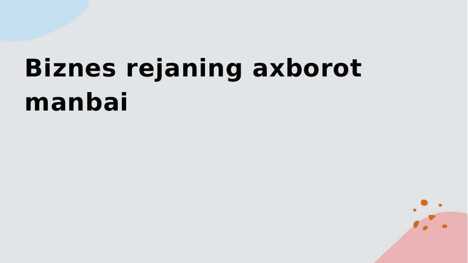 Biznes rejaning axborot manbai