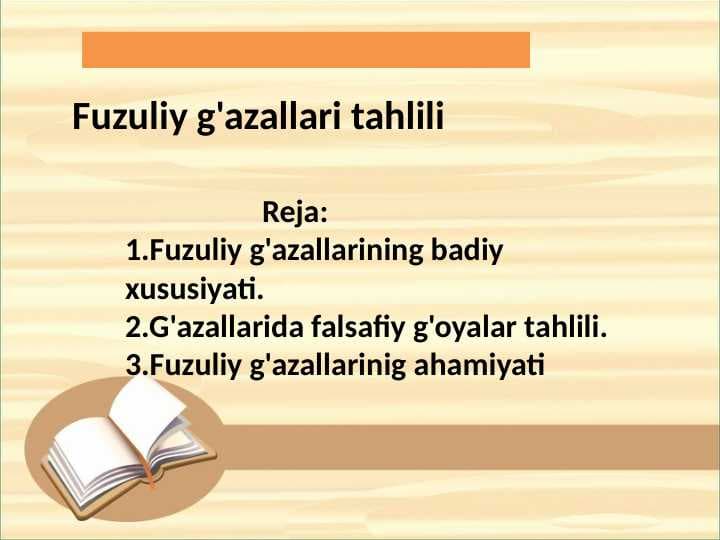 Fuzuliy g'azallari tahlili