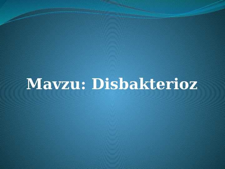Disbakterioz