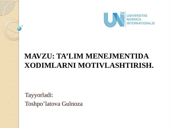 Ta'lim menejmentida xodimlarni motivlashtirish rag'batlantirish