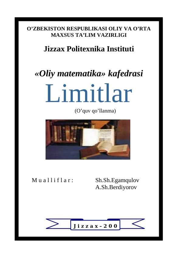 Limitlar o'quv qo'llanma