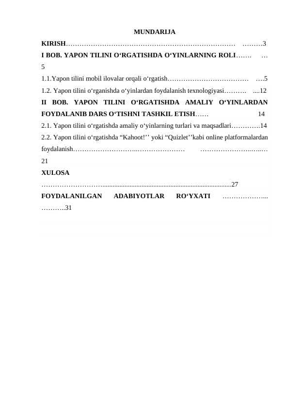 YAPON TILINI O‘RGATISHDA O‘YINLARNING ROLI