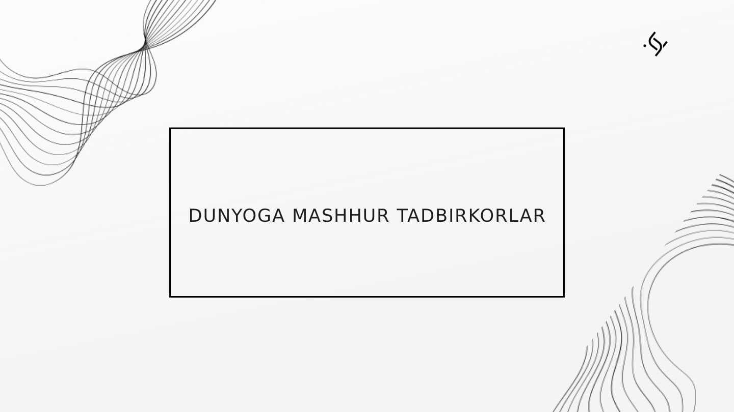 Dunyoga mashhur taqdbirkorlar