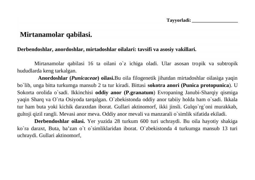 Mirtanamolar qabilasi.