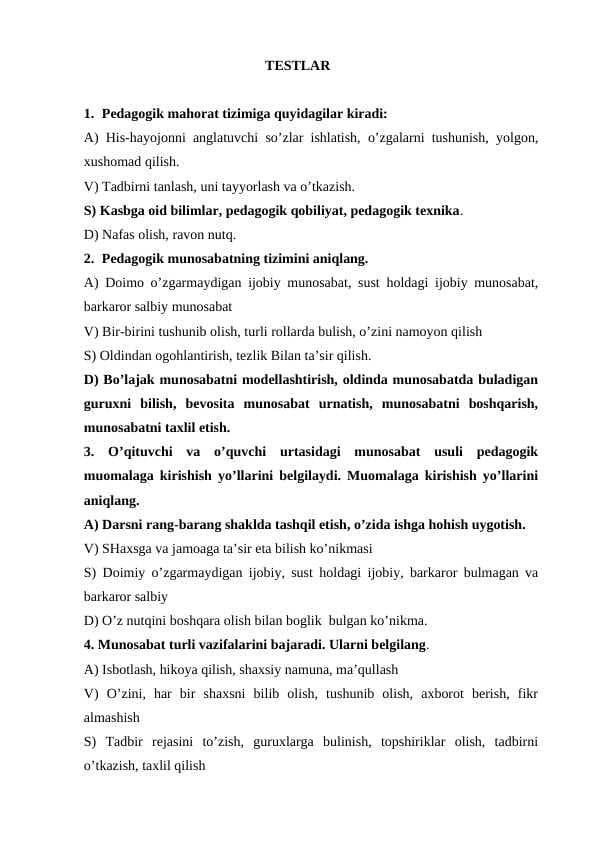 TESTLAR