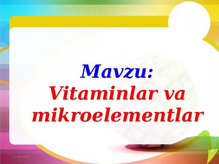 Vitaminlar va mikroelementlar
