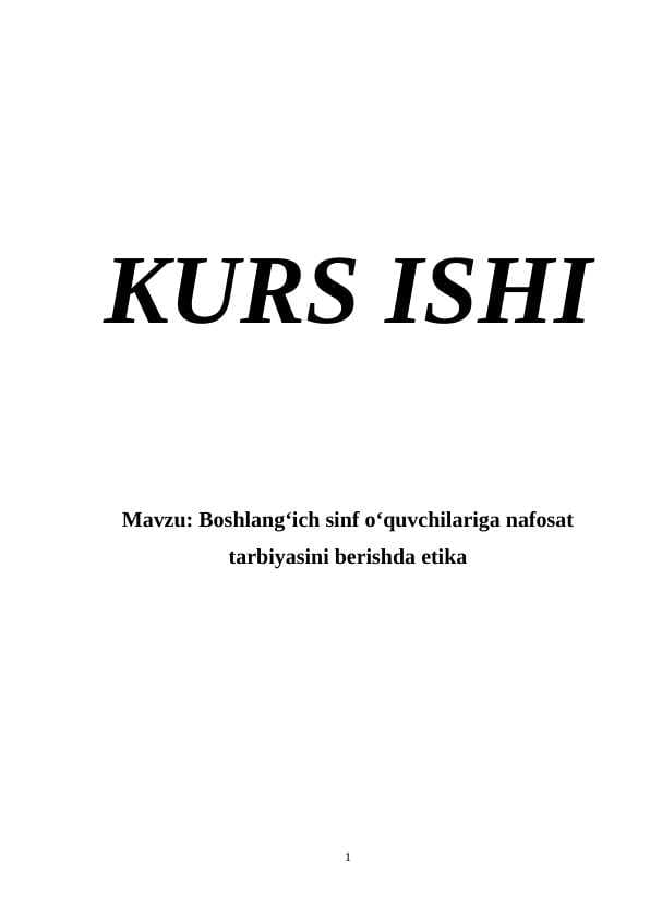 Boshlang‘ich sinf o‘quvchilariga nafosat tarbiyasini berishda etika