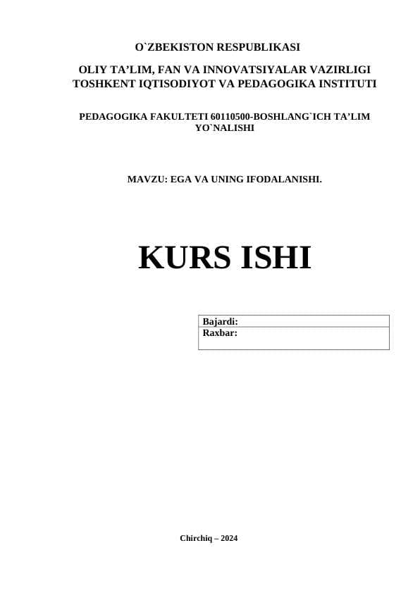 EGA VA UNING IFODALANISHI