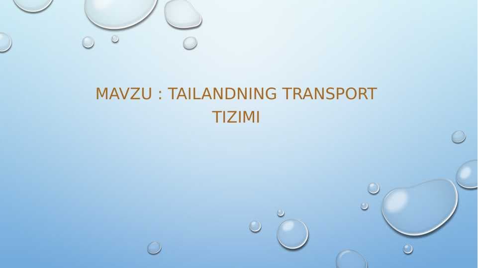 Tailandning transport tizimi