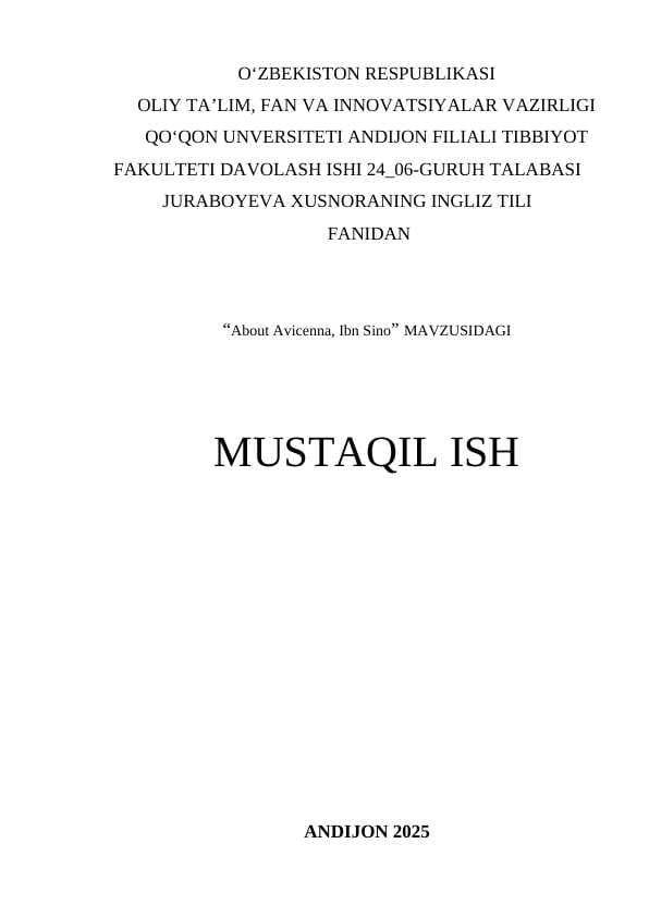 About of About Avicenna, Ibn Sino