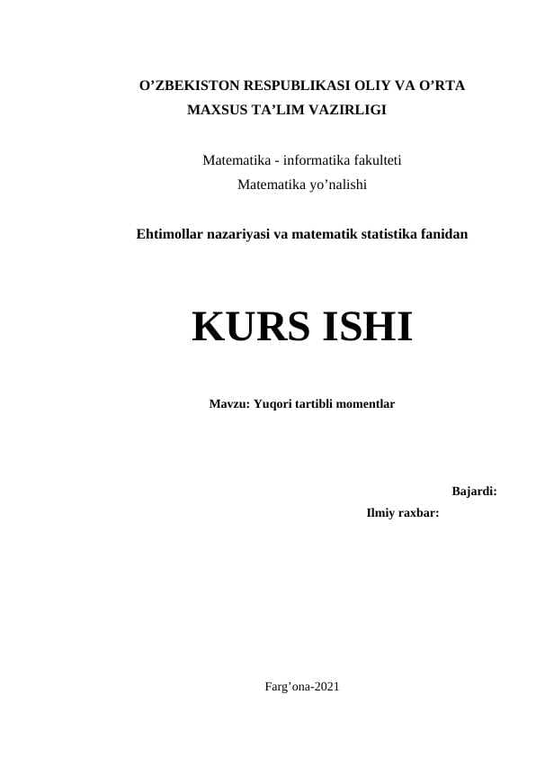 Yuqori tartibli momentlar