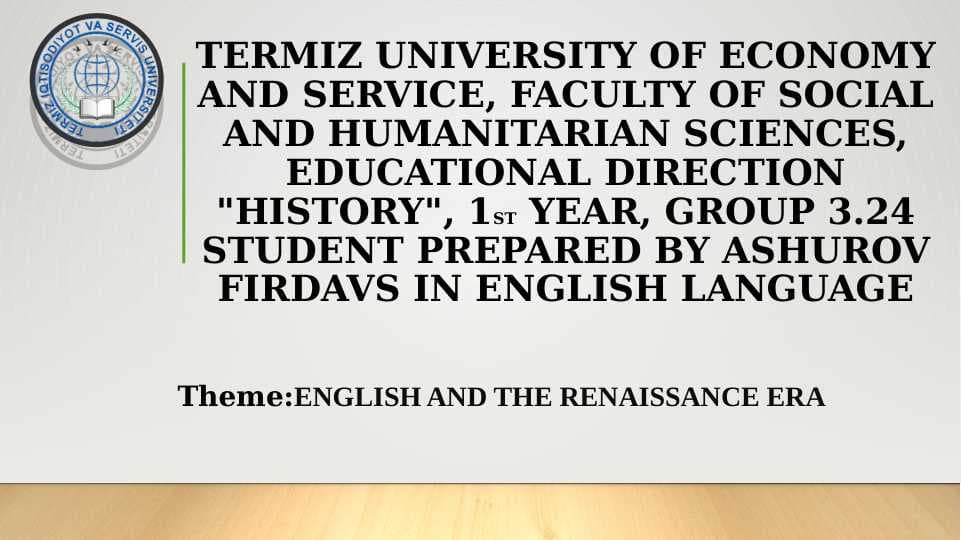 English and the Renaissance Era