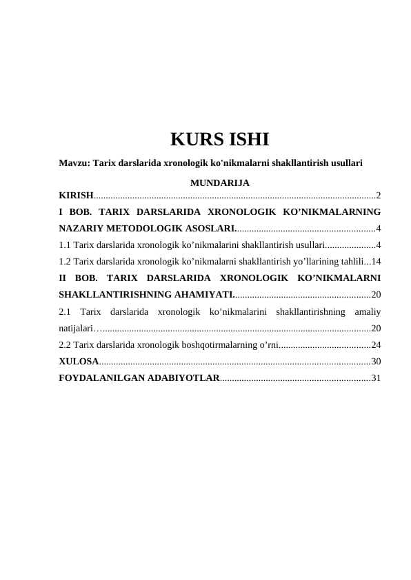 Tarix darslarida xronologik ko'nikmalarni shakllantirish usullari