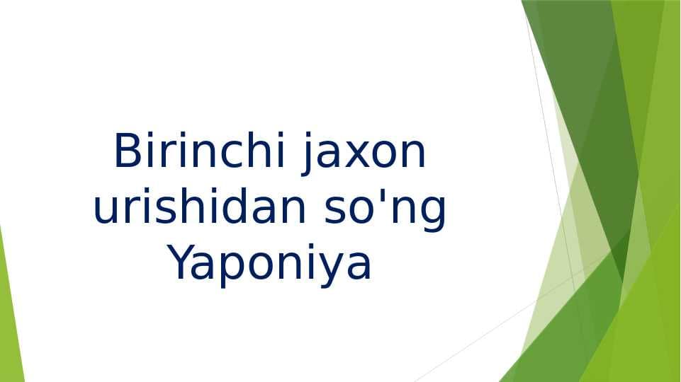 Birinchi jaxon urishidan so'ng Yaponiya