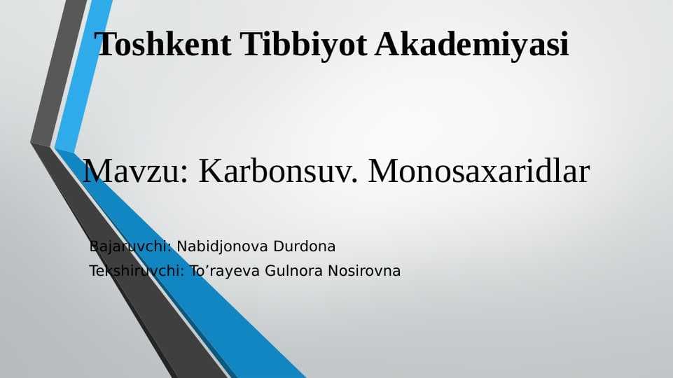 Karbonsuvlar .  Monosaxaridlar