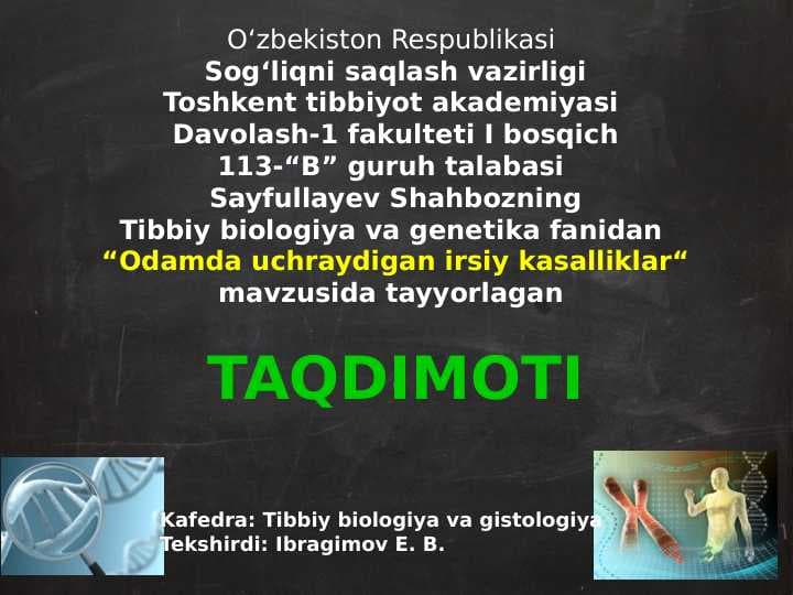 Odamda uchraydigan irsiy kasalliklar