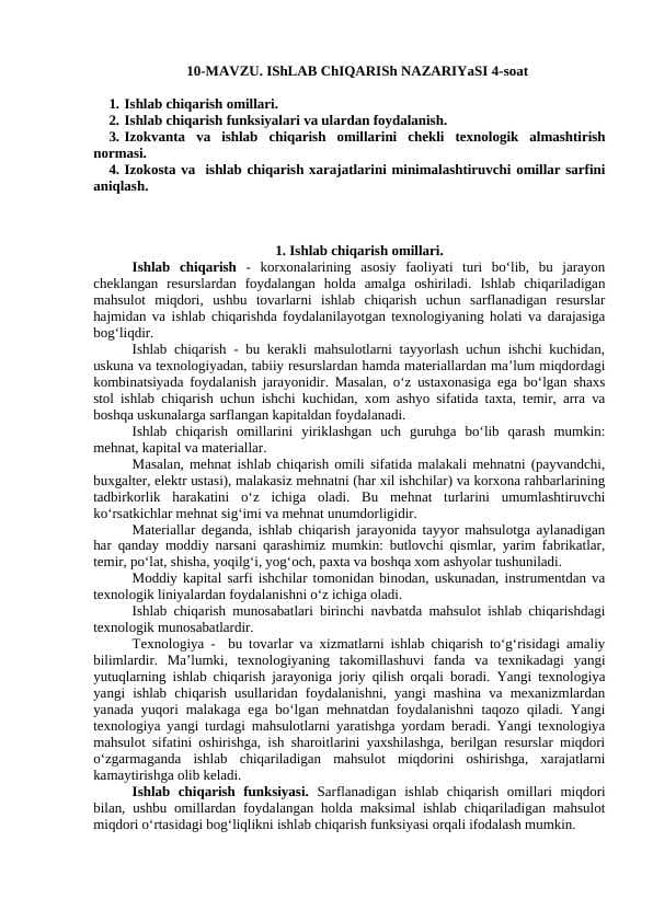IShLAB ChIQARISh NAZARIYaSI 4-soat