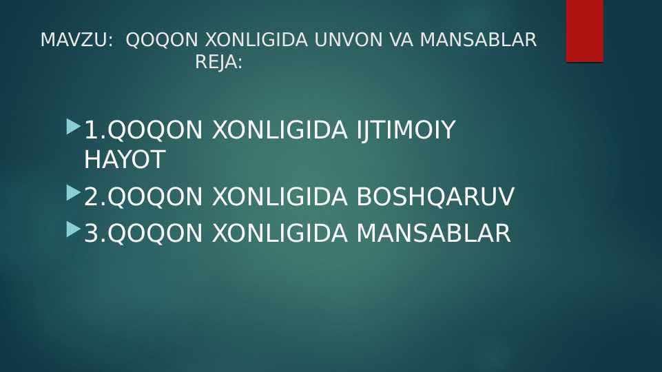 QOQON XONLIGIDA UNVON VA MANSABLAR