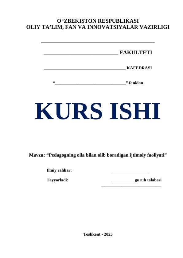 Pedagogning oila bilan olib boradigan ijtimoiy faoliyati