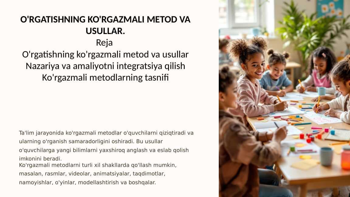 O`qitishning Ko`rgazmali Metod va Usullari