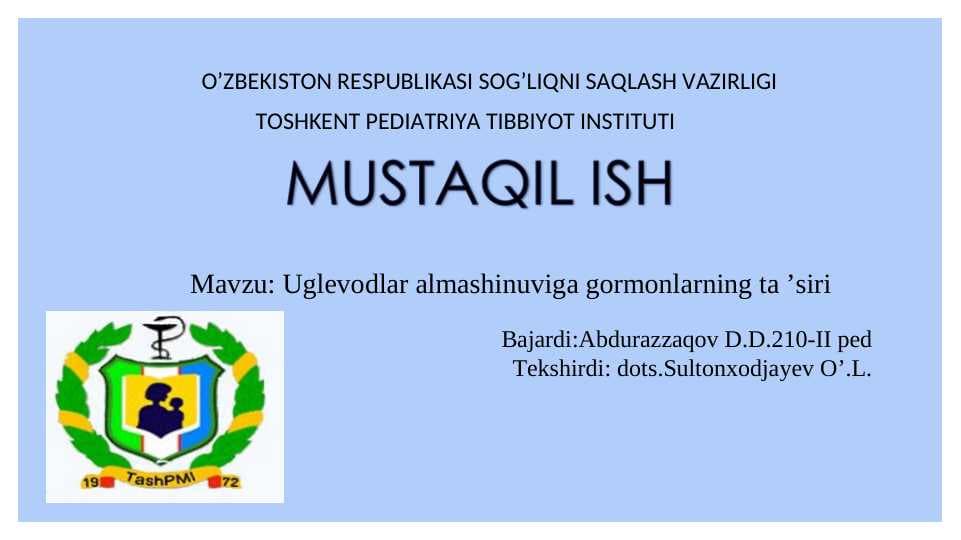 Uglevodlar almashinuviga gormonlarning ta ’siri