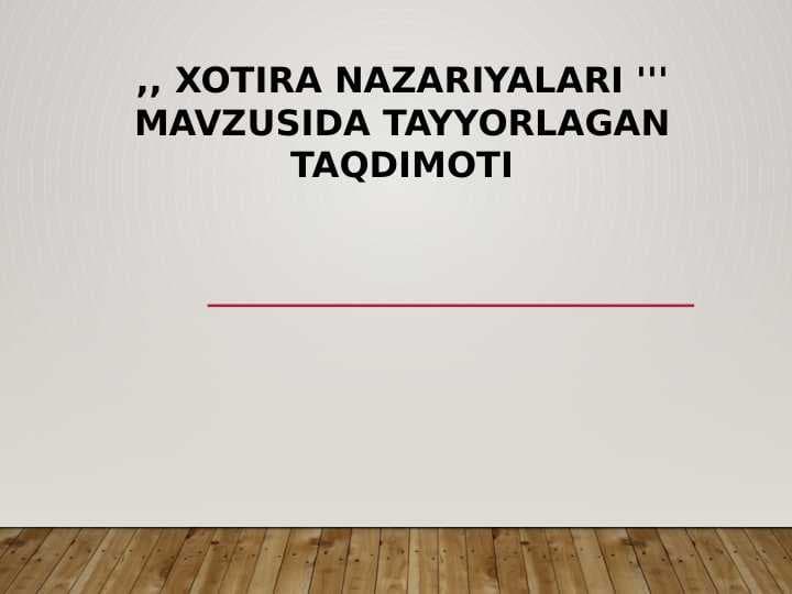 XOTIRA NAZARIYALARI