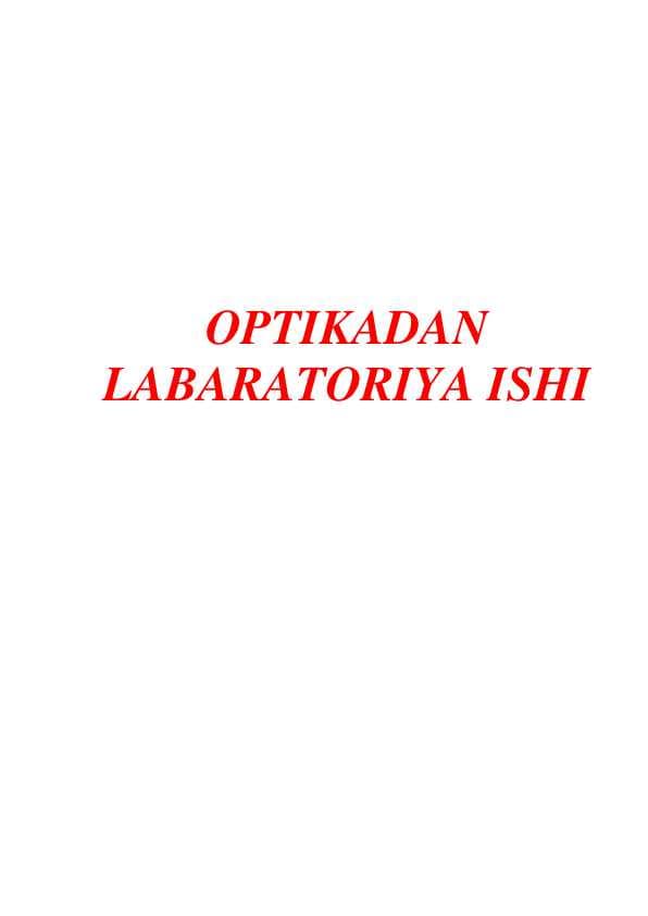 OPTIKADAN LABARATORIYA ISHI