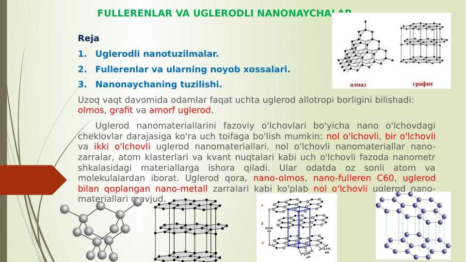 FULLERENLAR VA UGLERODLI NANONAYCHALAR