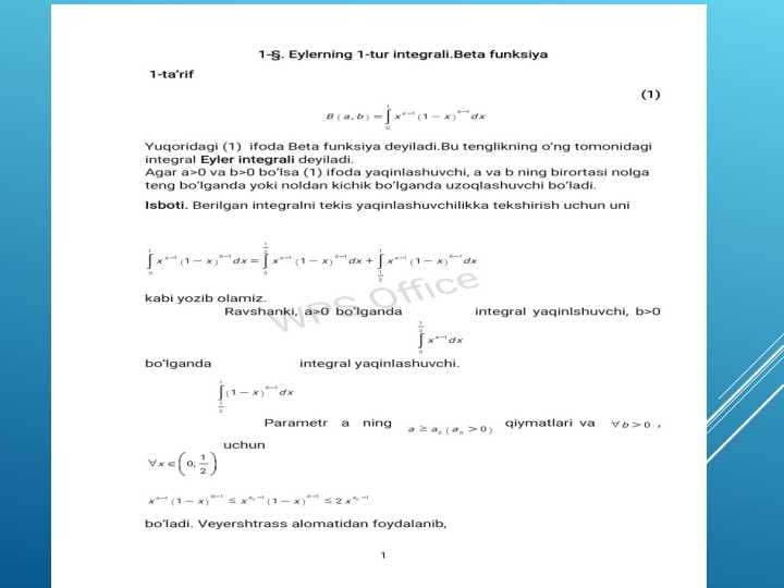 Eyler integrallari taqdimot