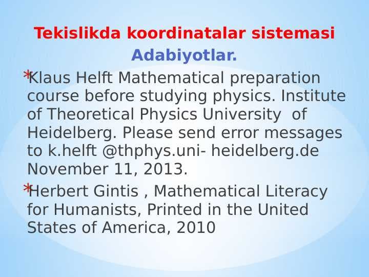 Tekislikda koordinatalar sistemasi