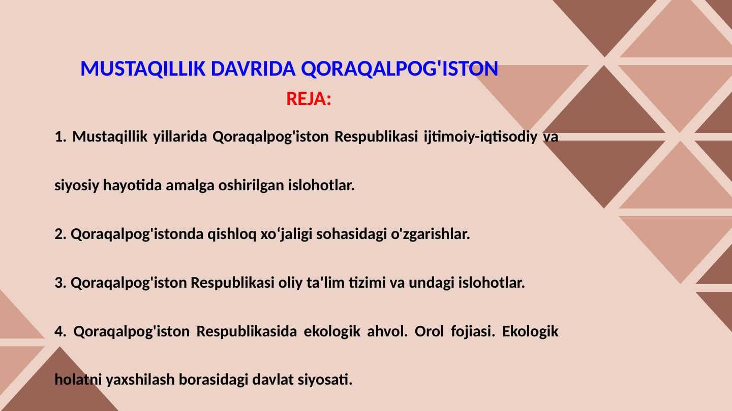 Mustaqillik davrida Qoraqalpog'iston