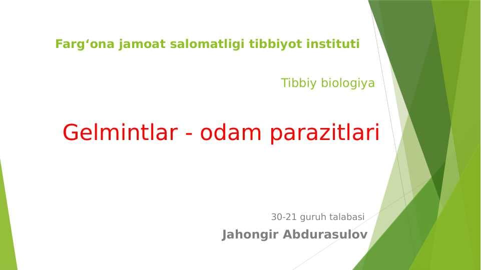 Gelmintlar - odam parazitlari