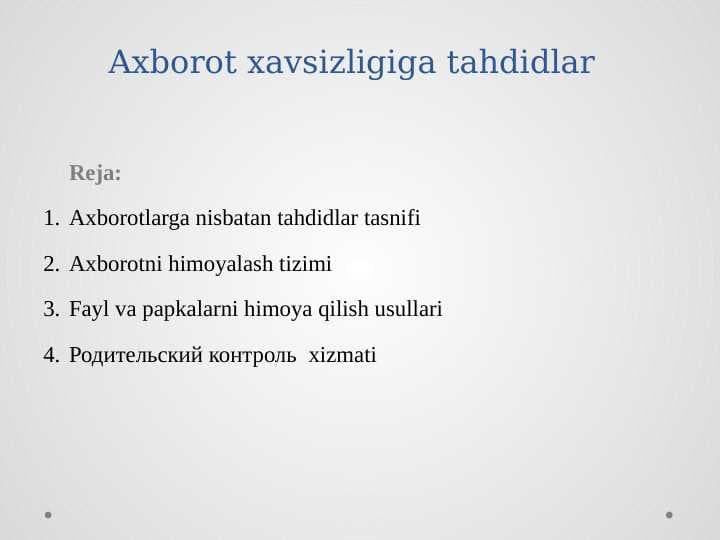 Axborot xavsizligiga tahdidlar pptx