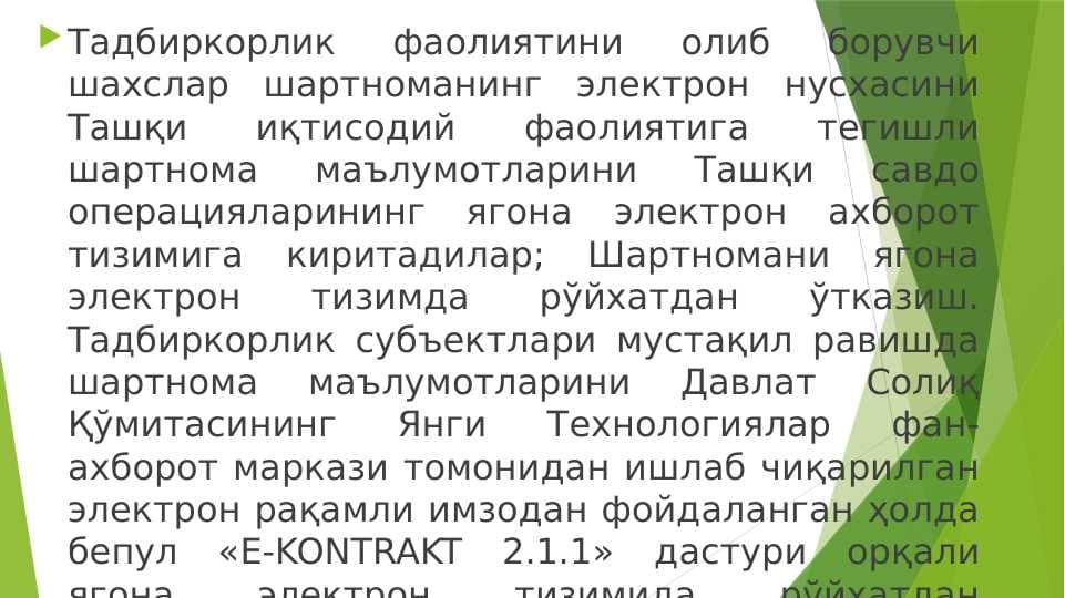Mahsulot, ish va xizmatlarni eksport qiluvchilar