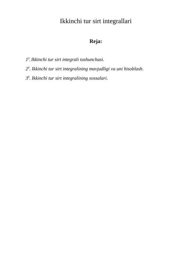 Ikkinchi tur sirt integrallari