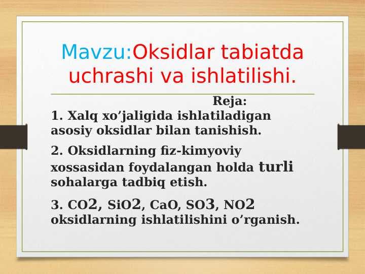 oksidlar tabiatda uchrashi..