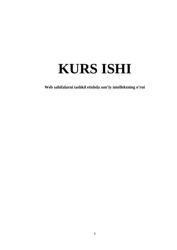 Web sahifalarni tashkil etishda sun’iy intellektning o’rni
