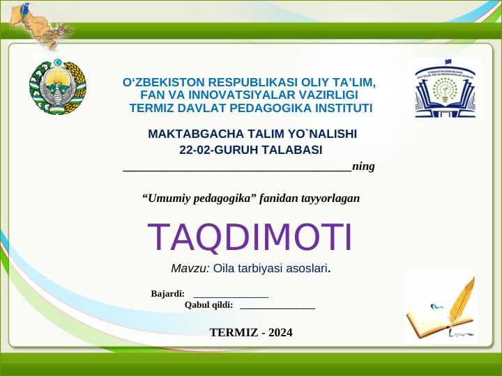 Oila tarbiyasi asoslari
