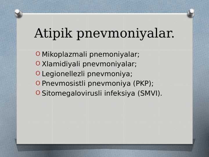 Atipik pnevmoniyalar