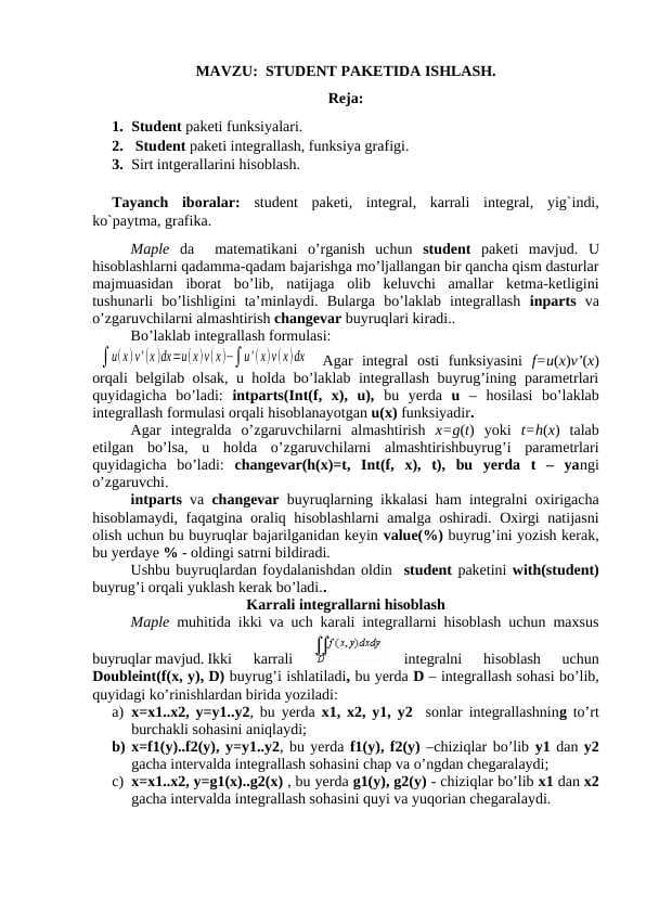 STUDENT PAKETIDA ISHLASH