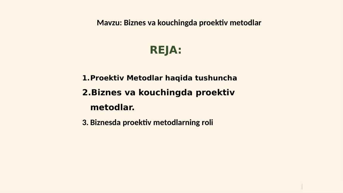 Biznes va kouchingda proektiv metodlar