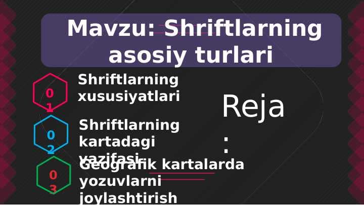 Shriftlarning asosiy turlari