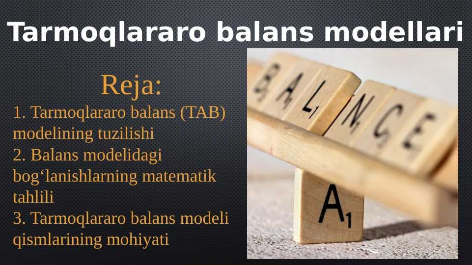 Tarmoqlararo balans modellari