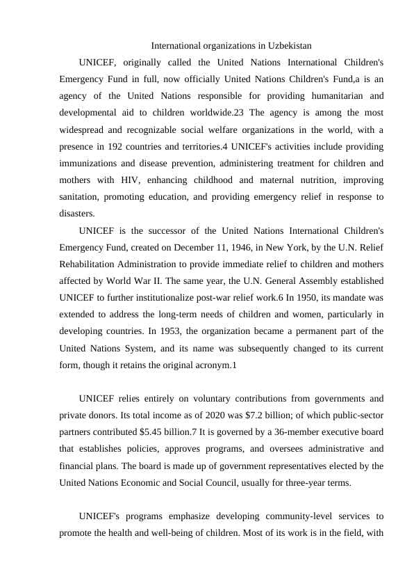 International organizations in Uzbekistan