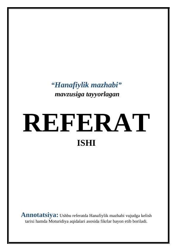 Hanafiylik mazhabi