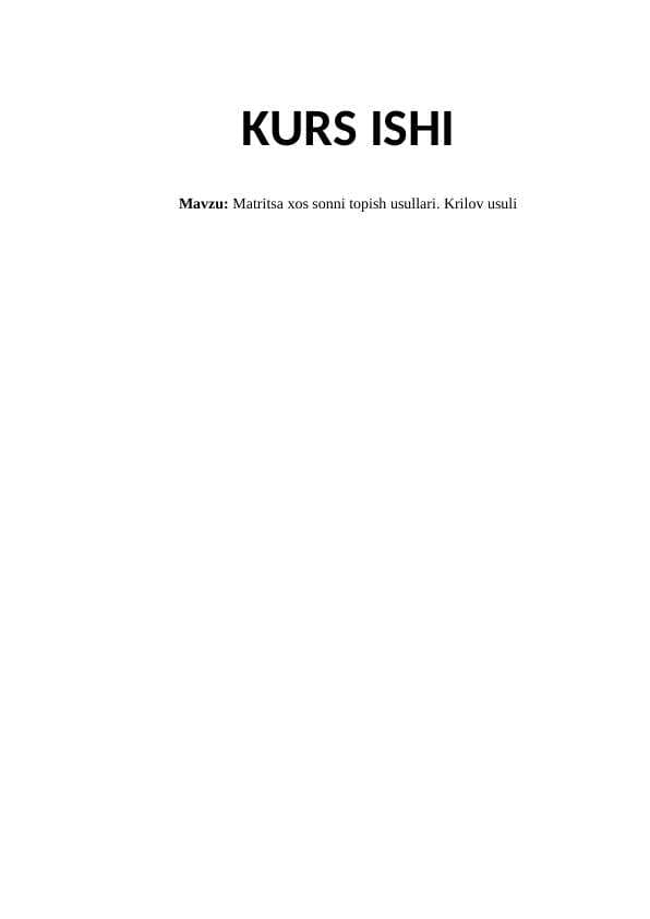 Sonli usullar__Matritsa xos sonni topish usullari. Krilov usuli