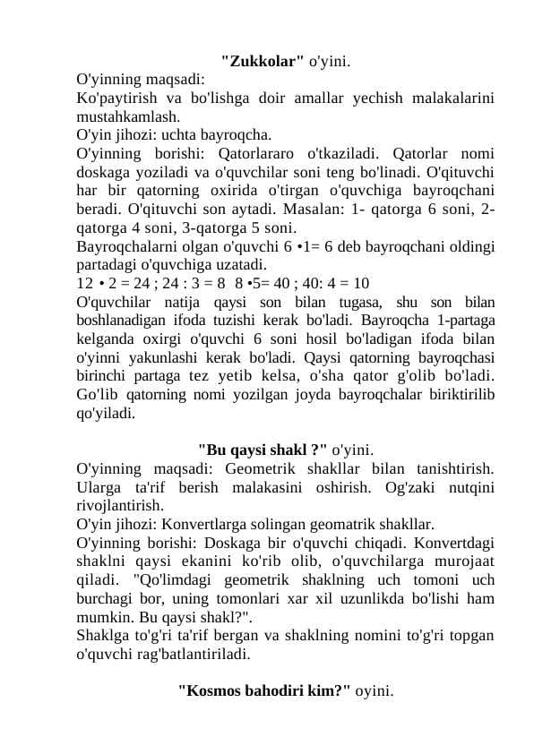 Didaktik o'yinlar