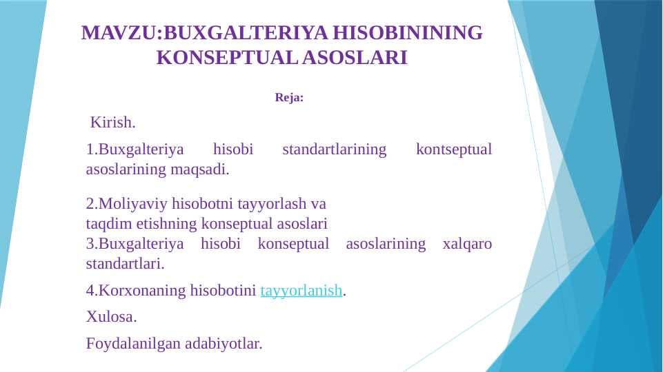 Buxgalteriya hisobinining konseptual asoslari