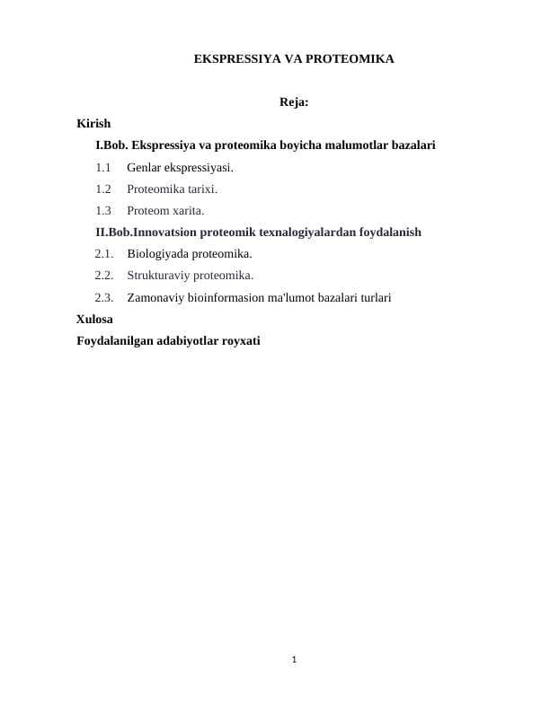 EKSPRESSIYA VA PROTEOMIKA