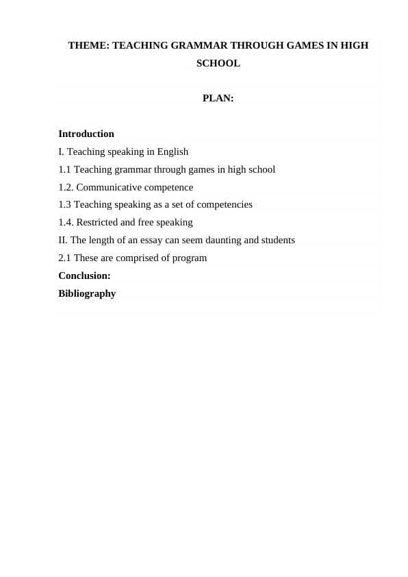 TEACHING GRAMMAR THROUGH GAMES IN HIGH SCHOOL